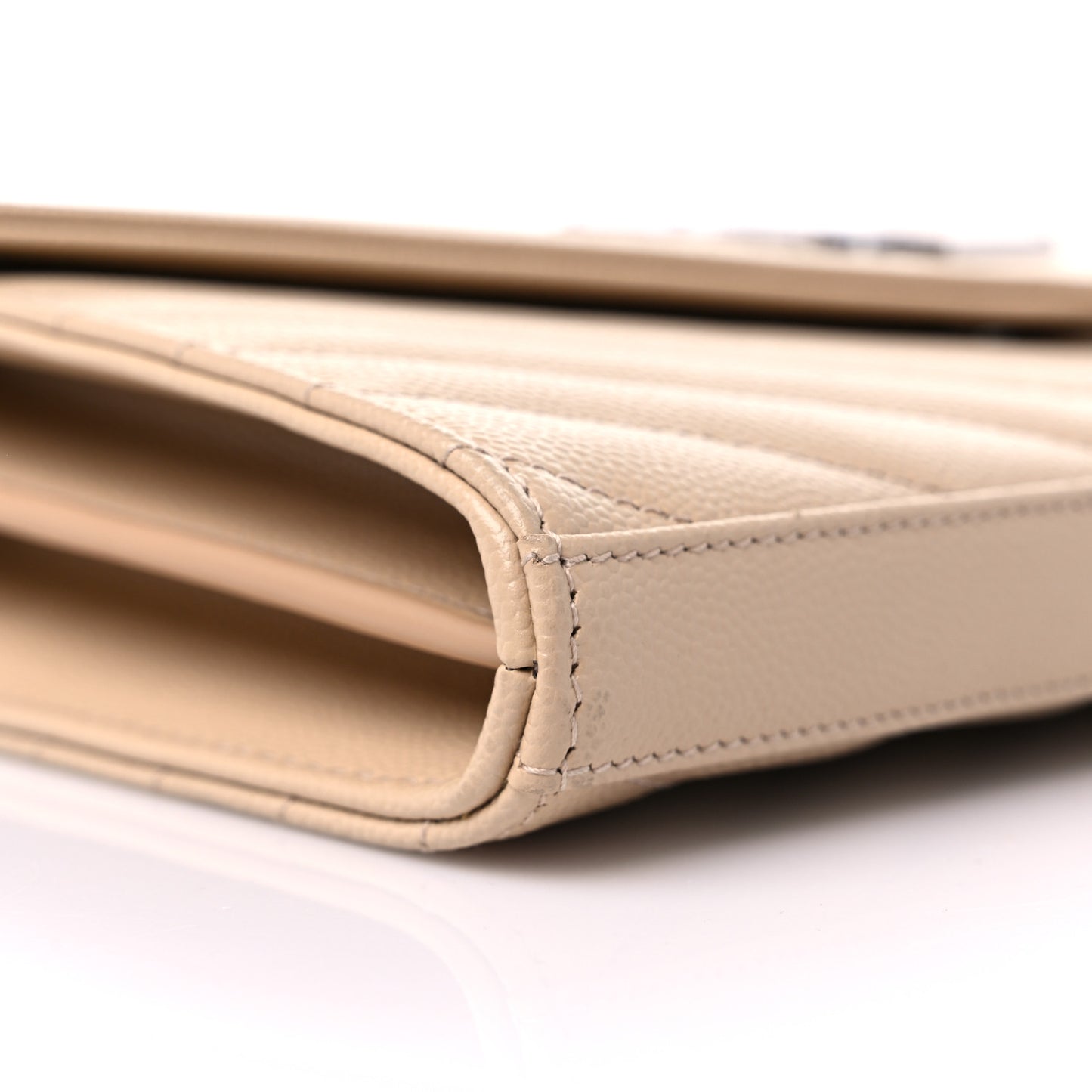 Grain De Poudre Matelasse Chevron Monogram Chain Wallet Nude Powder
