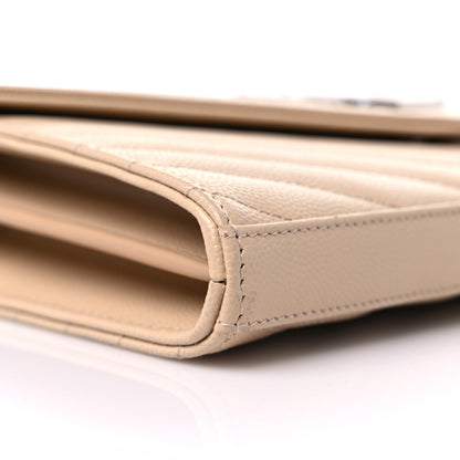 Saint Laurent Grain De Poudre Matelasse Chevron Monogram Chain Wallet Nude Powder 7 of 8