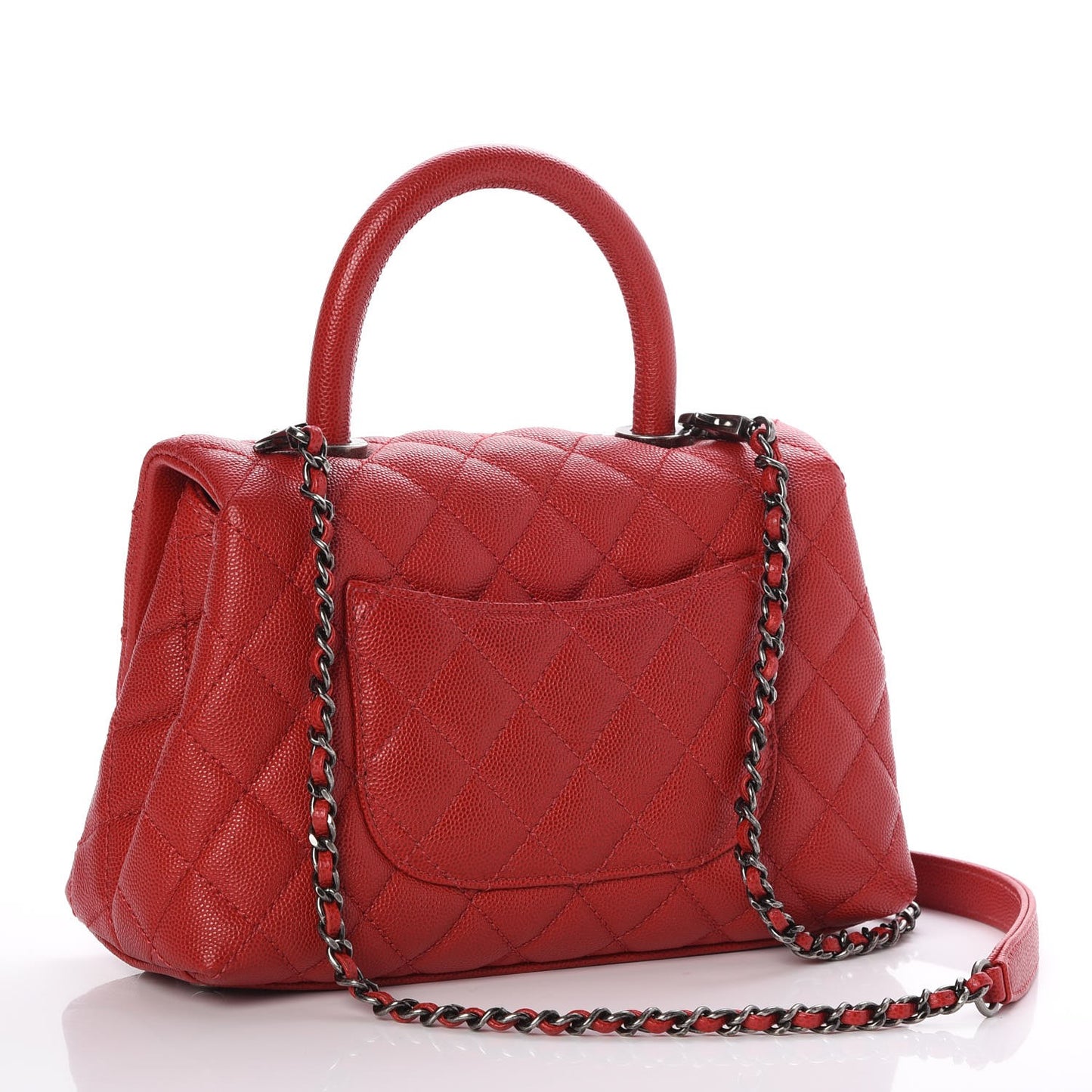 Caviar Quilted Mini Coco Handle Flap Red