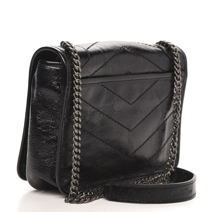 Saint Laurent Crinkled Calfskin Matelasse Monogram Niki Chain Wallet Black 3 of 9