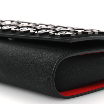 Christian Louboutin Suede Glitter Calfskin Embellished Paloma Clutch Black 10 of 15