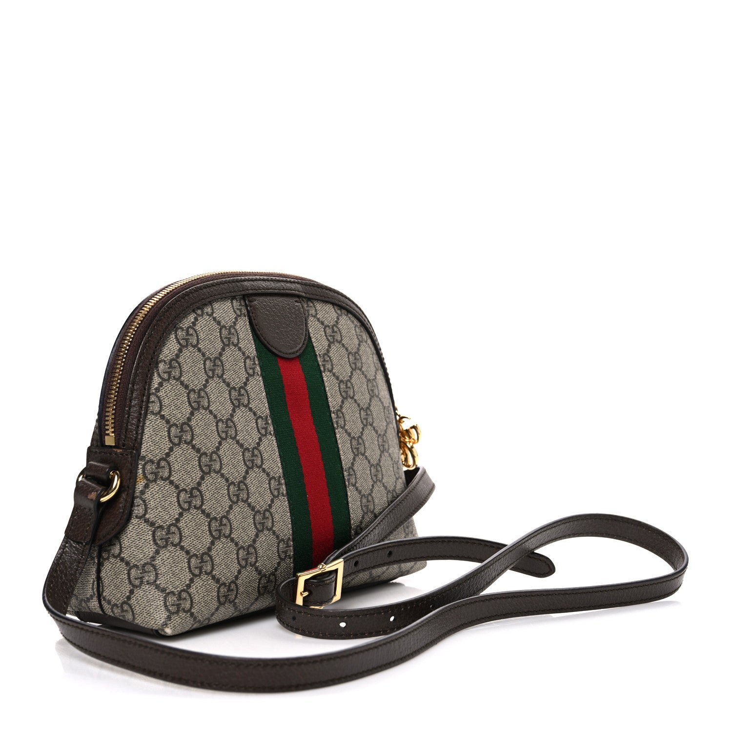 Gucci GG Supreme Monogram Textured Dollar Calfskin Web Small Ophidia Dome Shoulder Bag Beige Ebony New Acero 2 of 10