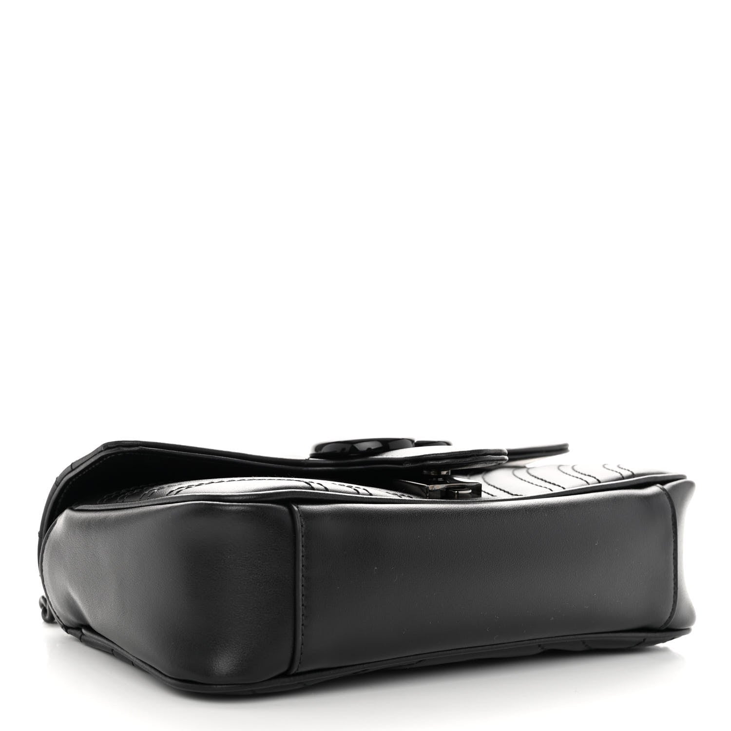 Gucci Calfskin Matelasse Monochrome Mini GG Marmont Shoulder Bag Black 4 of 9