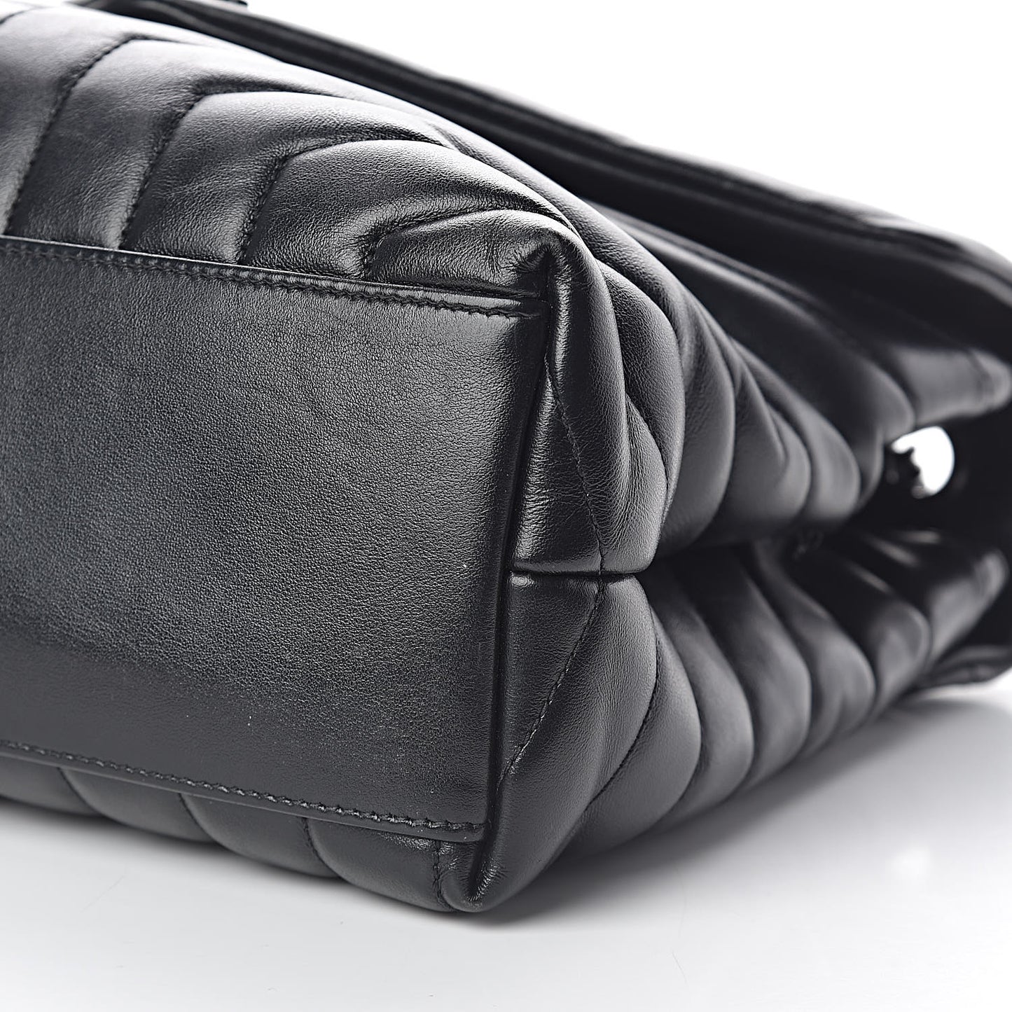 Calfskin Y Quilted Monogram Medium Loulou Chain Satchel Black