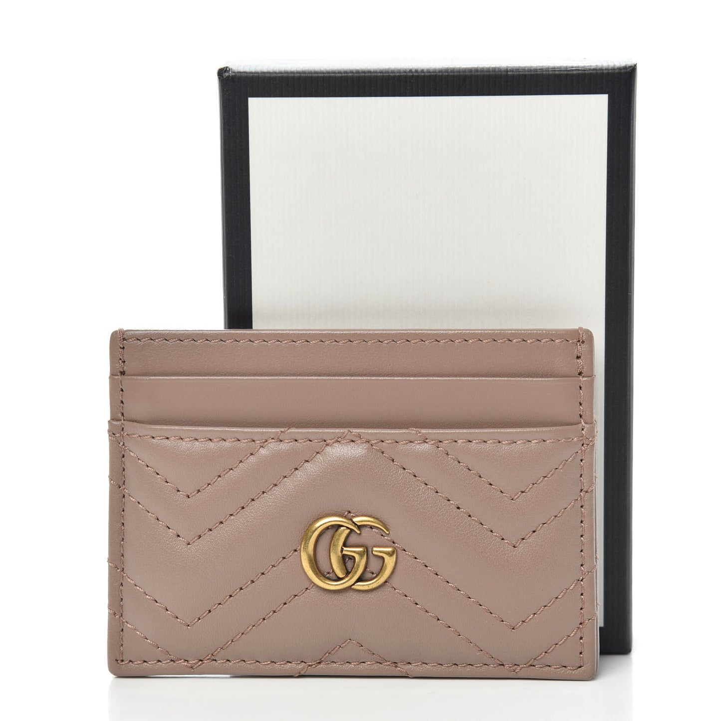 Calfskin Matelasse GG Marmont Card Holder Porcelain Rose