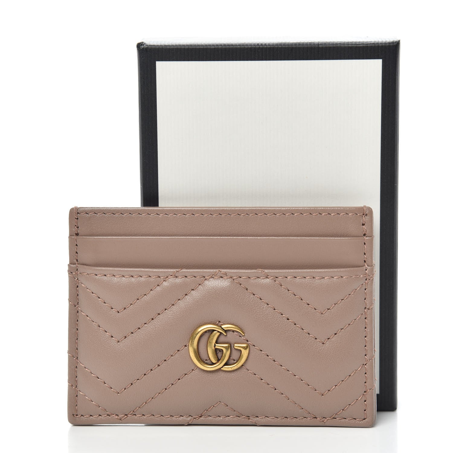 Gucci Calfskin Matelasse GG Marmont Card Holder Porcelain Rose 6 of 6
