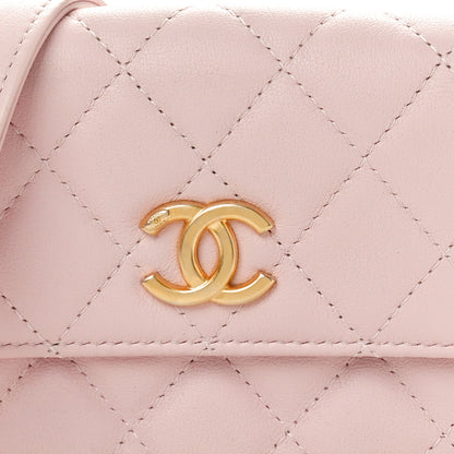 Chanel Calfskin Quilted About Pearls Card Holder Flap With Chain Light Pink 8 of 10