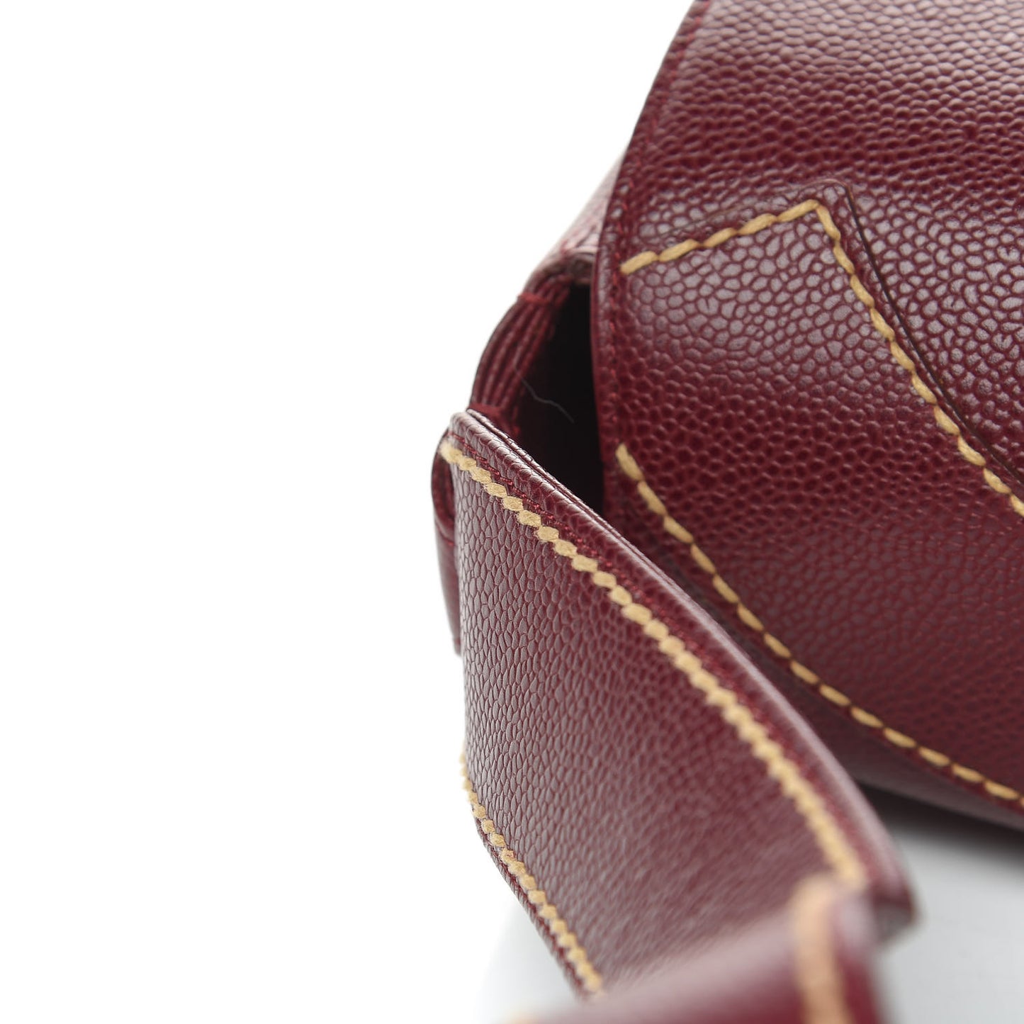 Caviar CC Stitched Medium Flap Shoulder Bag Burgundy