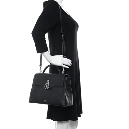 Mulberry Matte Croc Calfskin Embossed Small Seaton Black 2 of 11