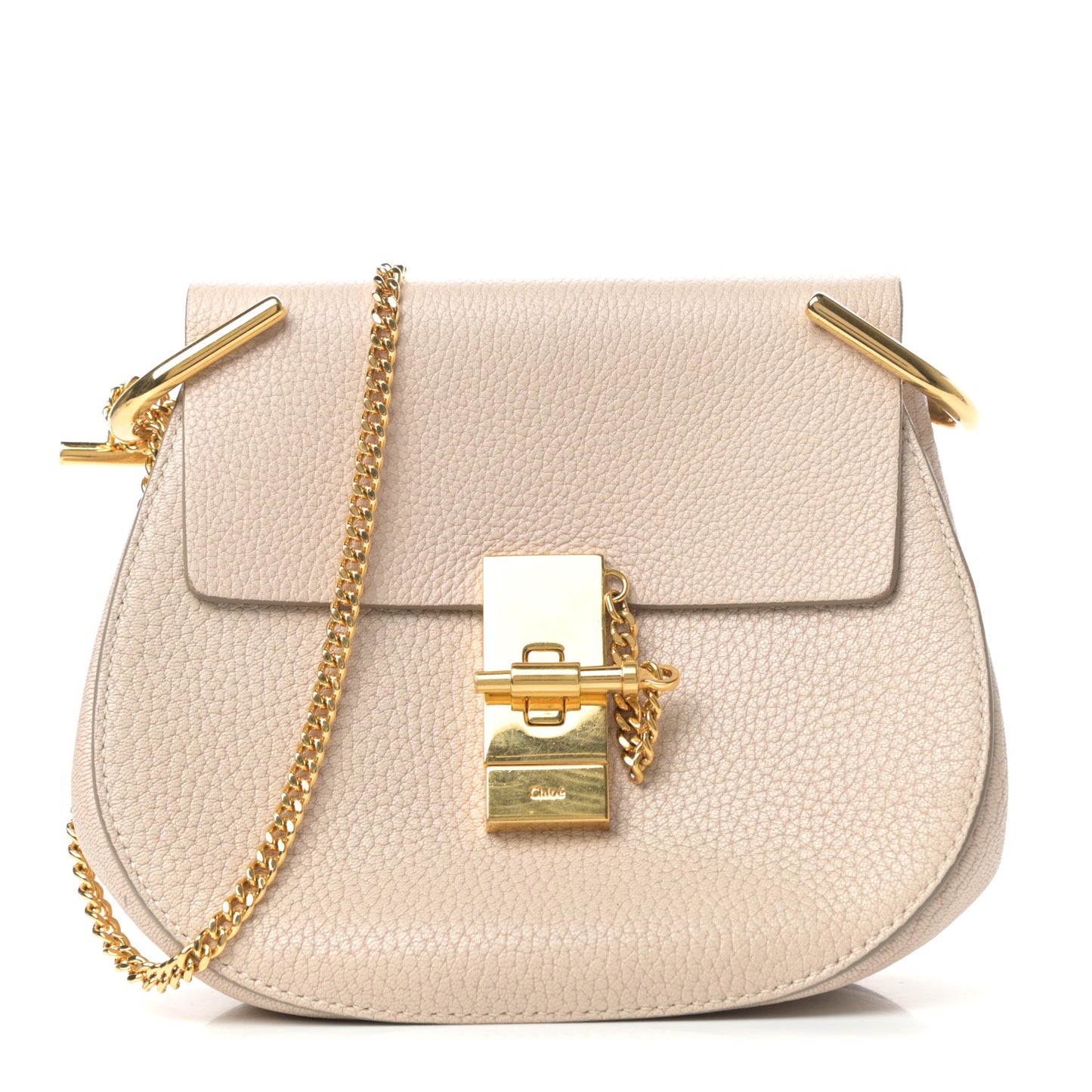 Grained Lambskin Mini Drew Shoulder Bag Biscotti Beige
