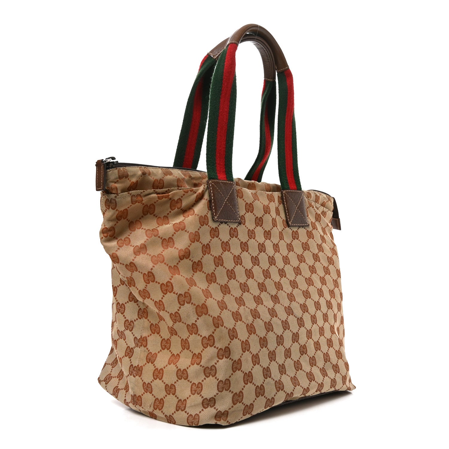 Gucci Monogram Large Web Handle Bucket Tote Dark Brown 3 of 11