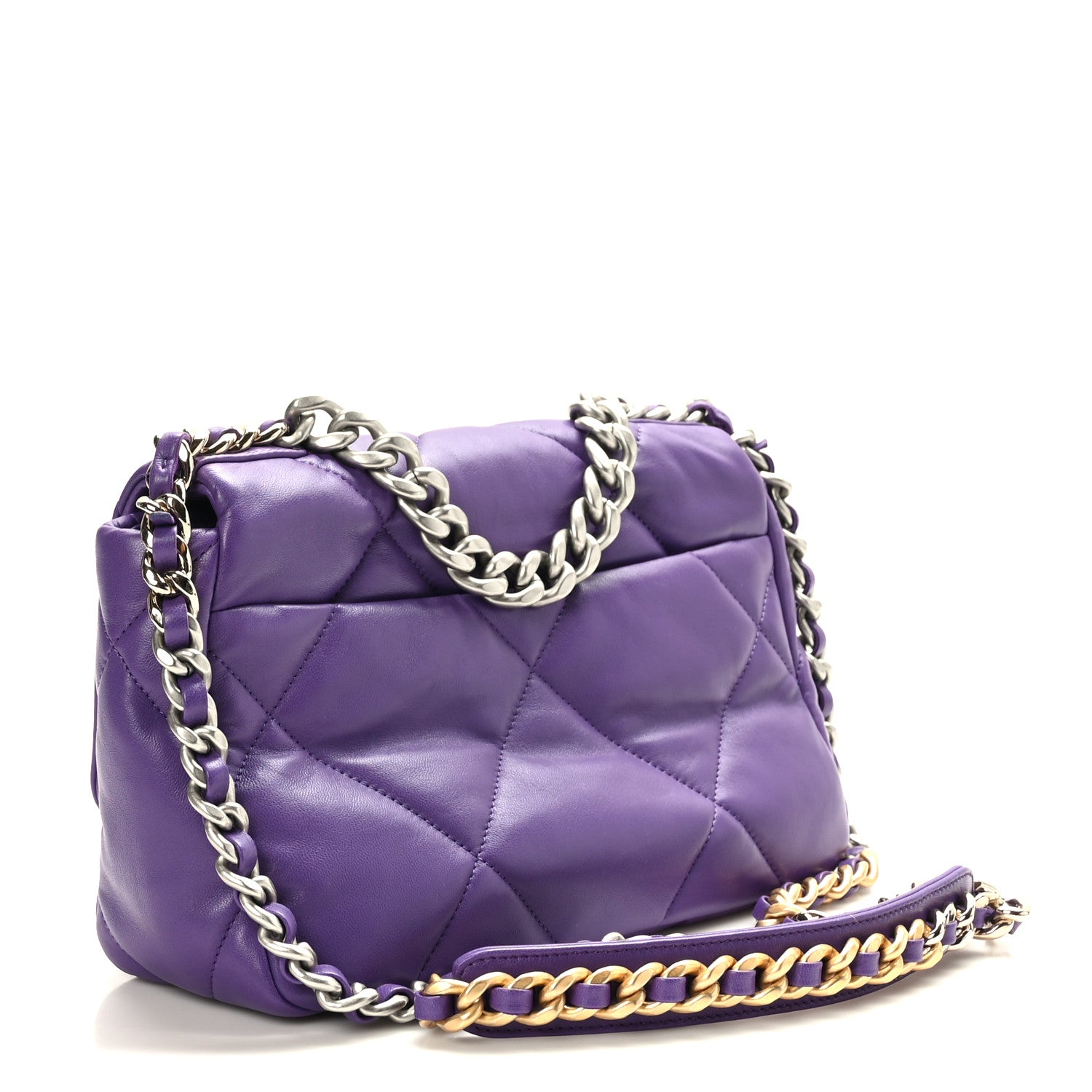 Chanel Goatskin Quilted Medium Chanel 19 Flap Violet Purple 3 of 9