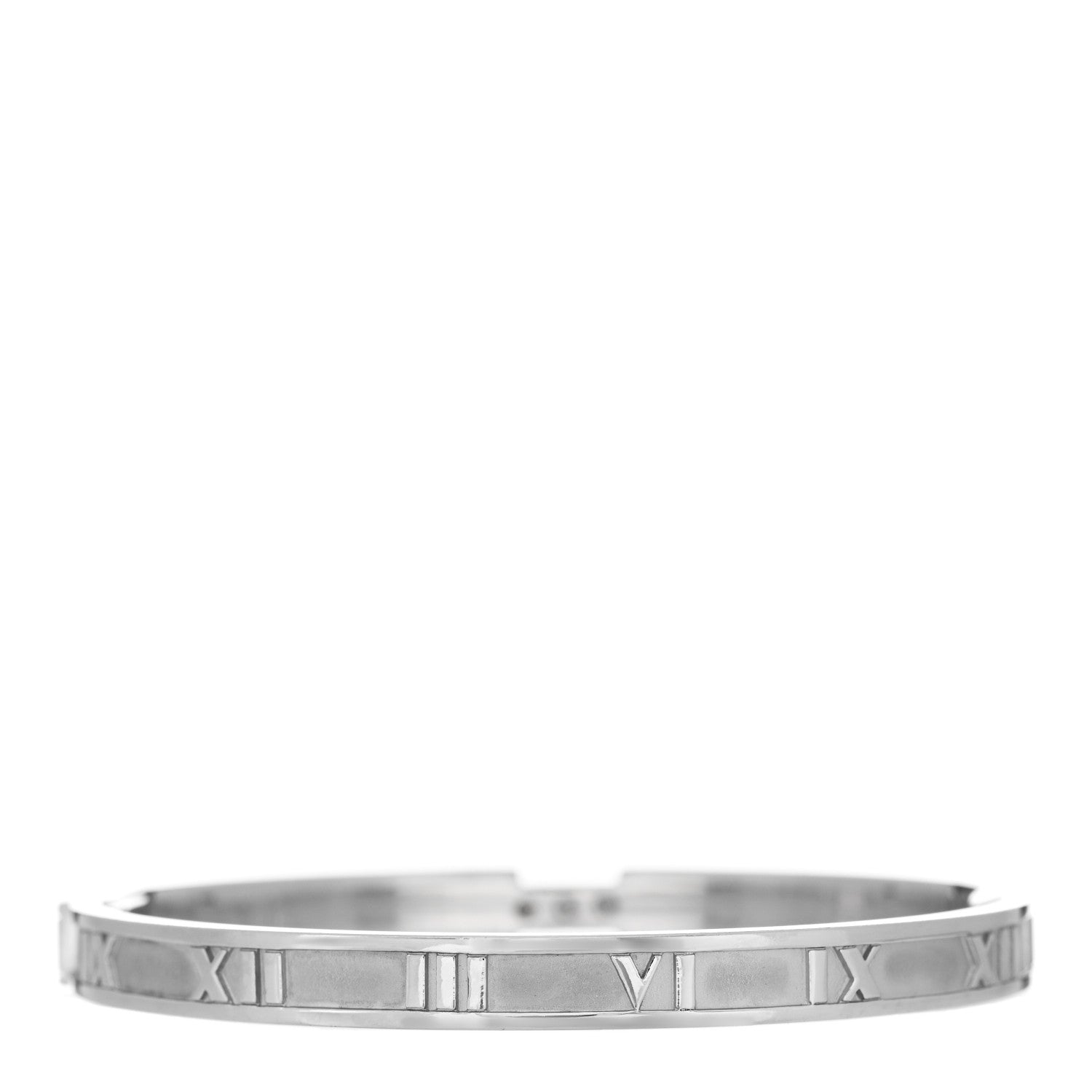 Tiffany 18K White Gold Diamond Atlas Closed Hinged Bangle Bracelet 2 of 3