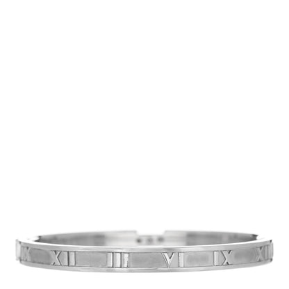Tiffany 18K White Gold Diamond Atlas Closed Hinged Bangle Bracelet 2 of 3
