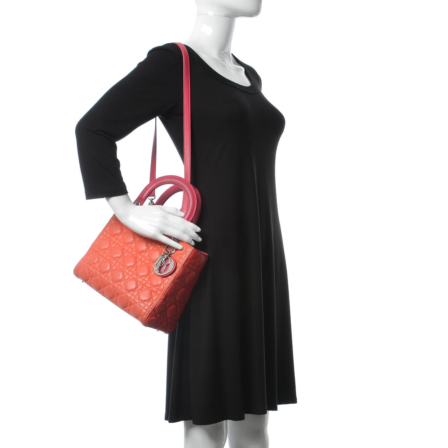 Lambskin Cannage Medium Tri-Color Lady Dior Pink