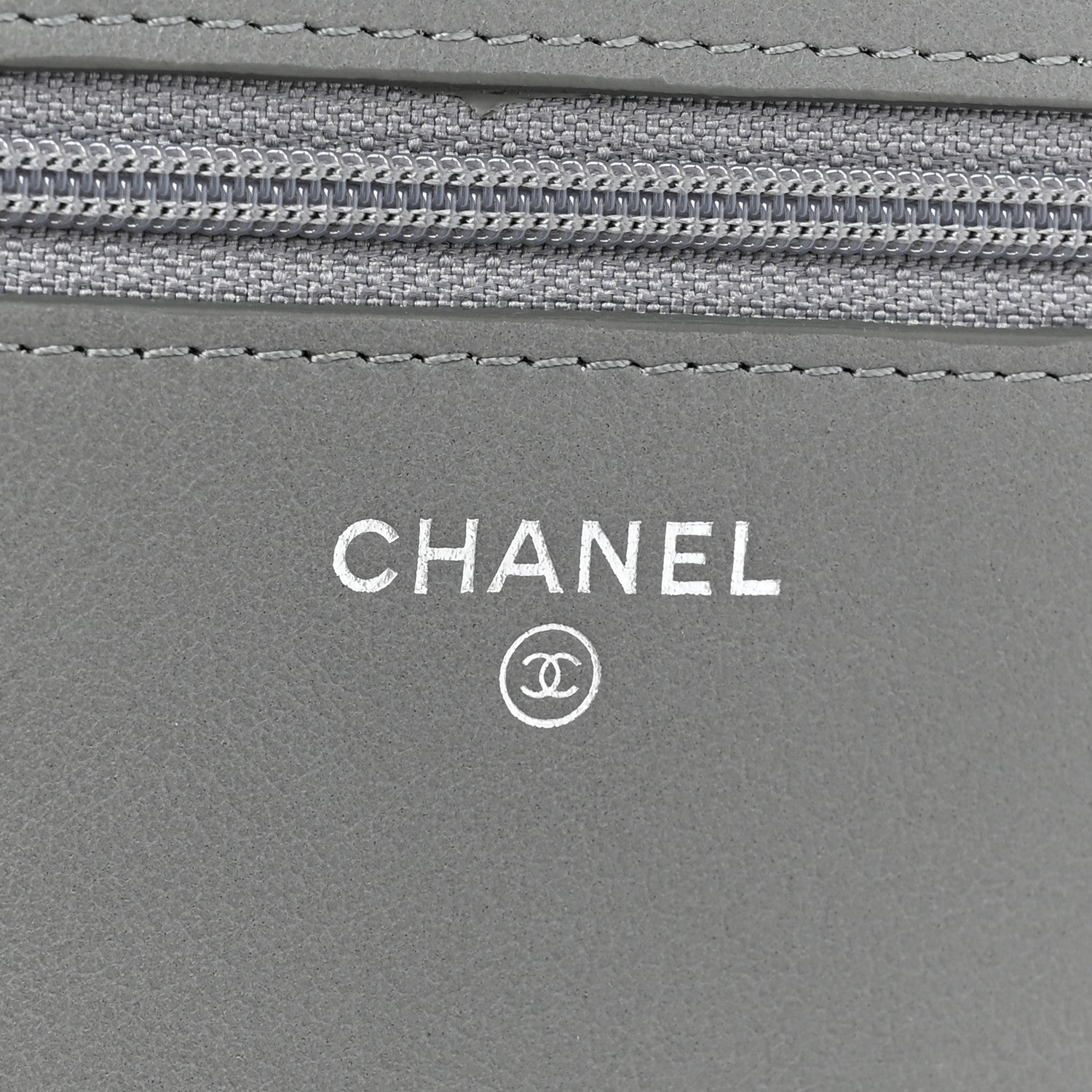 Chanel Calfskin Chevron Quilted Boy Wallet On Chain WOC Grey 9 of 14