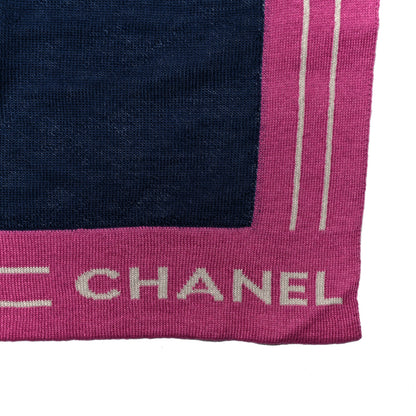 Chanel Cashmere Silk Cotton Knit CC Scarf Blue Pink White 2 of 3