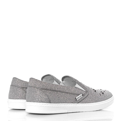 Jimmy Choo Fine Glitter Suede Mens Grove Sneakers 45 Silver 4 of 9