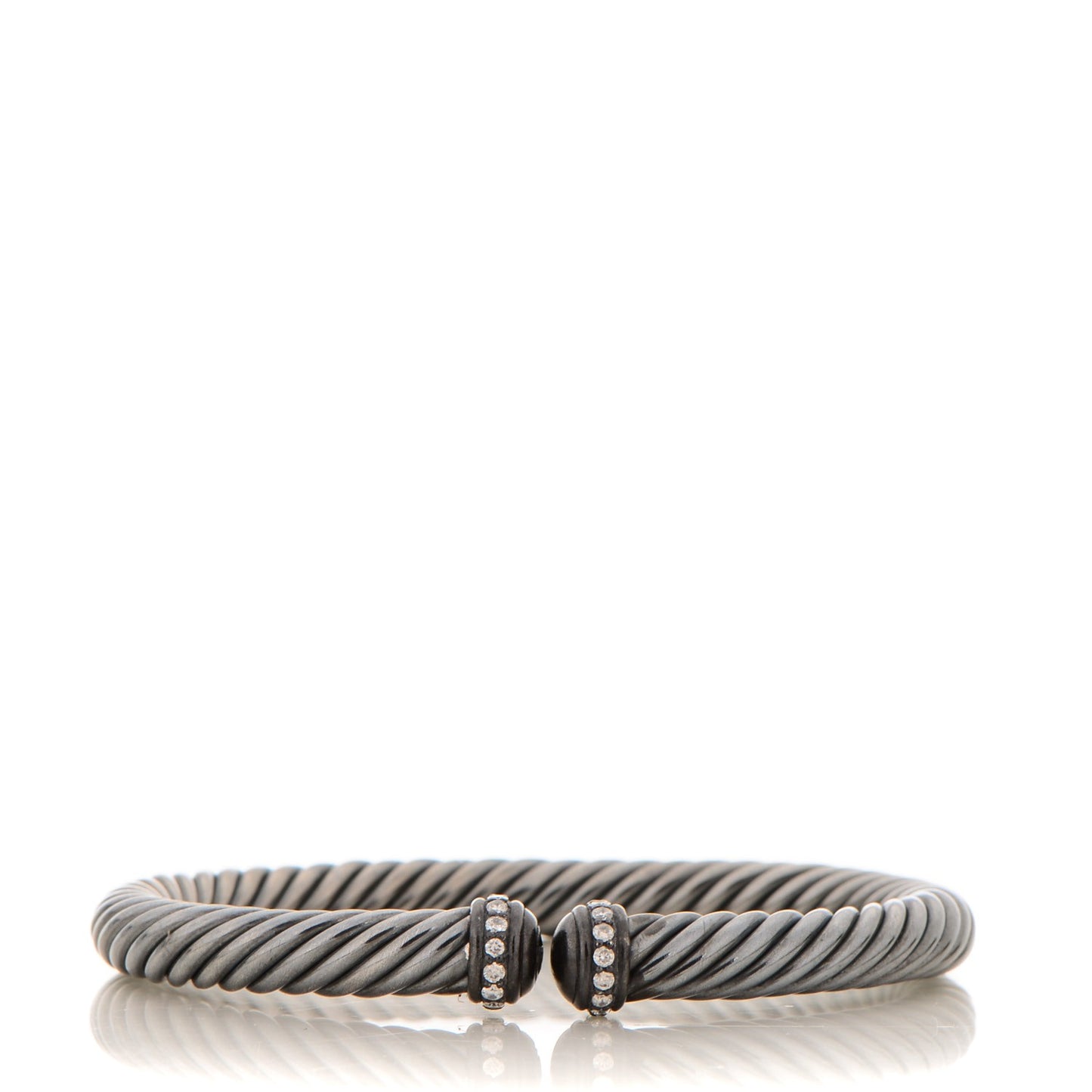 Darkened Sterling Silver Pave Diamond 7mm Cablespira Bracelet