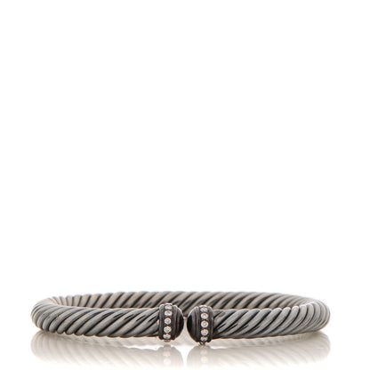 David Yurman Darkened Sterling Silver Pave Diamond 7mm Cablespira Bracelet 1 of 5