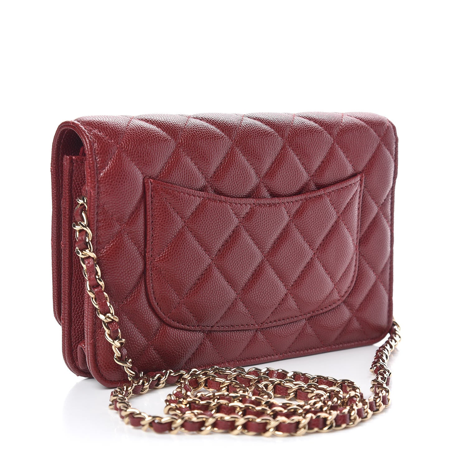 Chanel Caviar Quilted Wallet On Chain WOC Dark Red 3 of 11