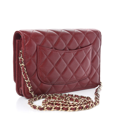 Chanel Caviar Quilted Wallet On Chain WOC Dark Red 3 of 11