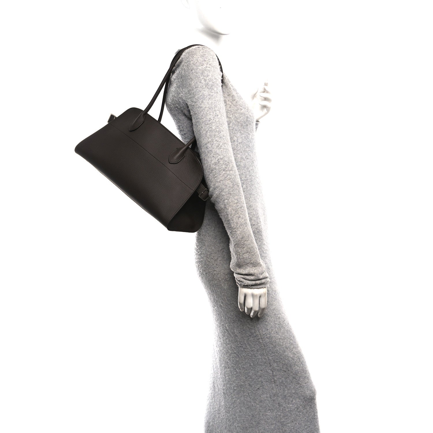 The Row Matte Grained Calfskin Margaux Shoulder 12 Deep Brown 2 of 10