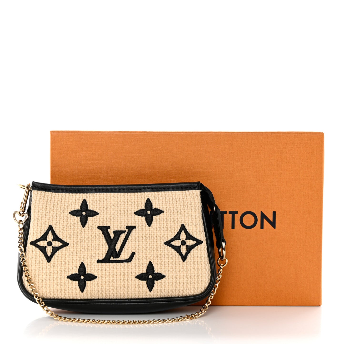 Cotton Monogram Giant Mini Pochette Accessories Beige Black
