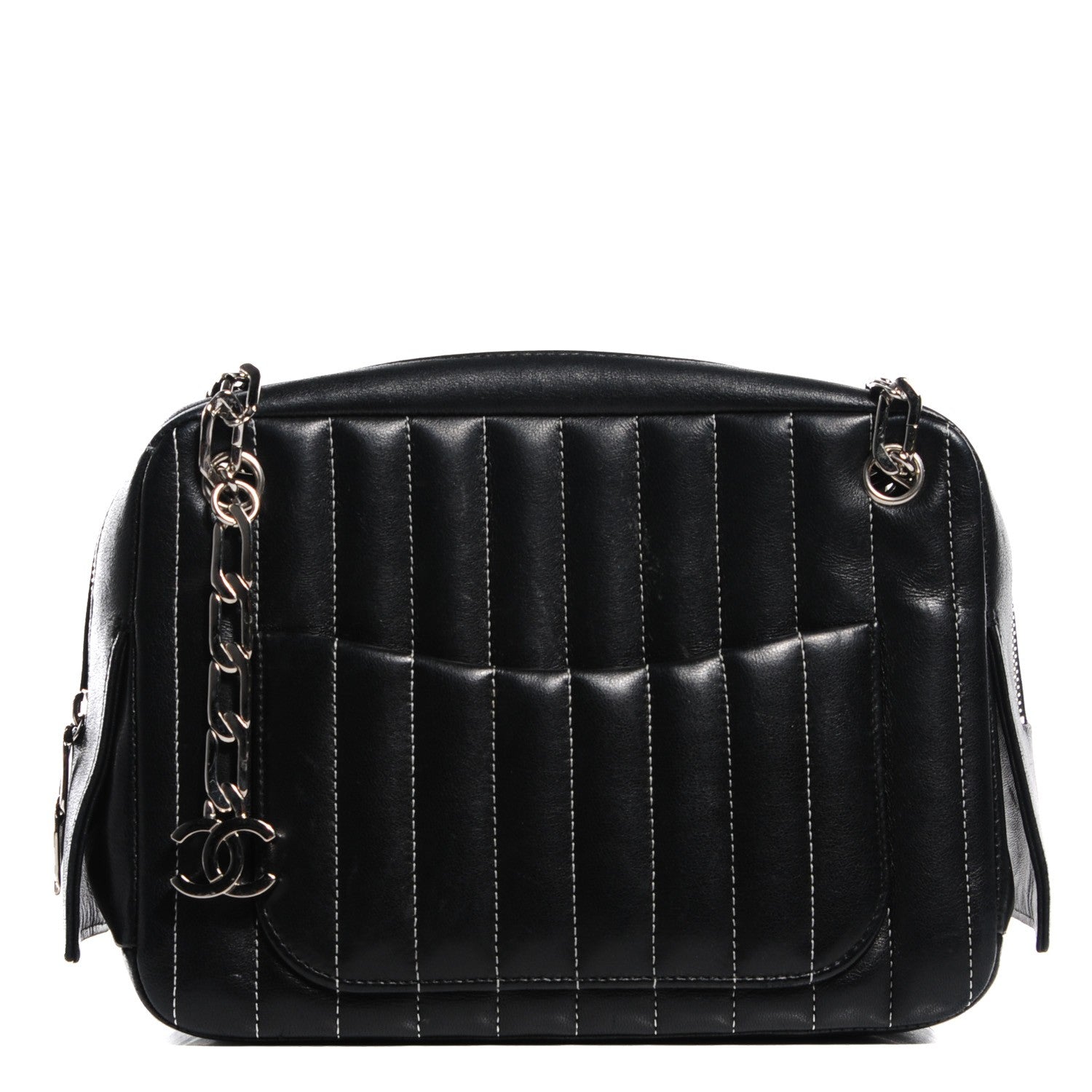 Chanel Lambskin Vertical Quilted Mademoiselle Small Camera Case Black 1 of 10