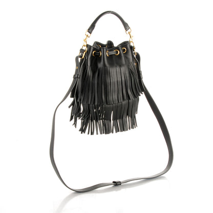 Saint Laurent Calfskin Small Emmanuelle Fringe Hobo Bag Black 3 of 7