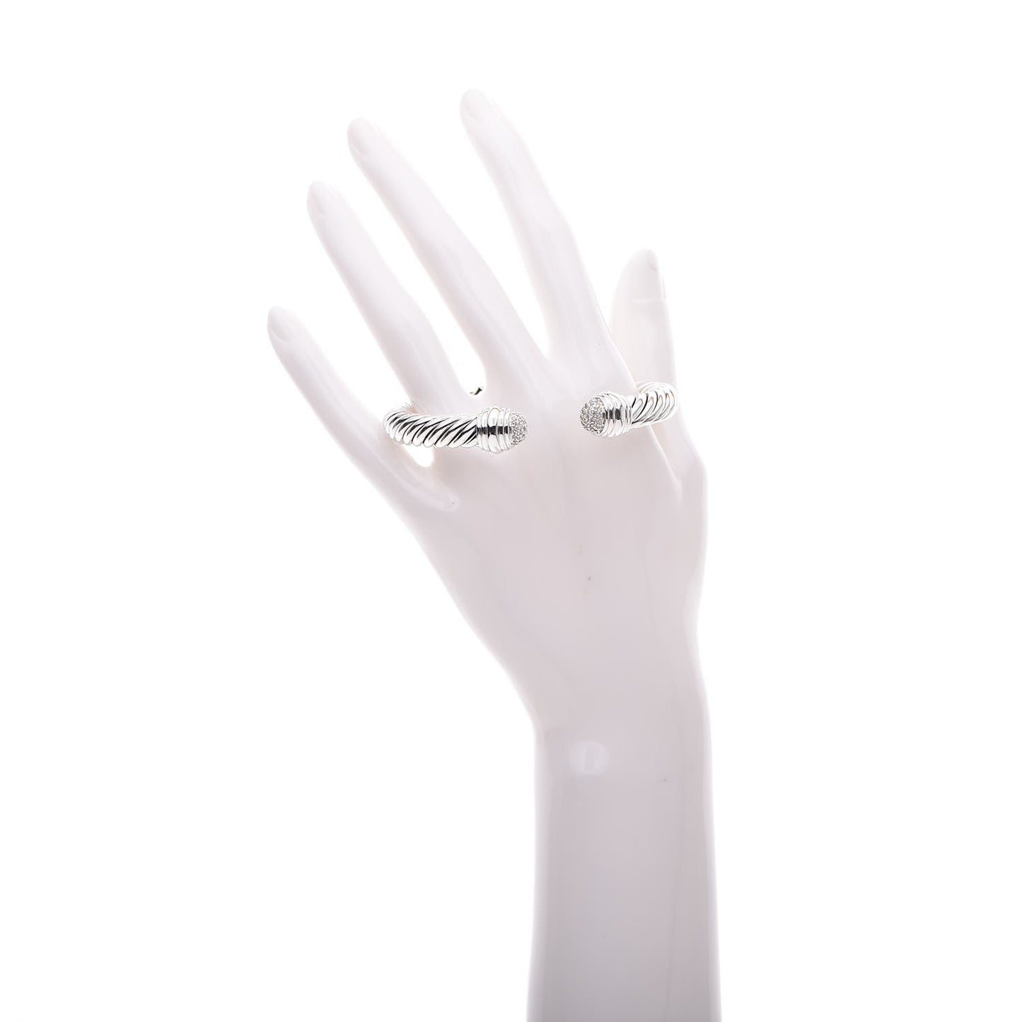 Sterling Silver Diamond 8.5mm Cable Classics Bracelet