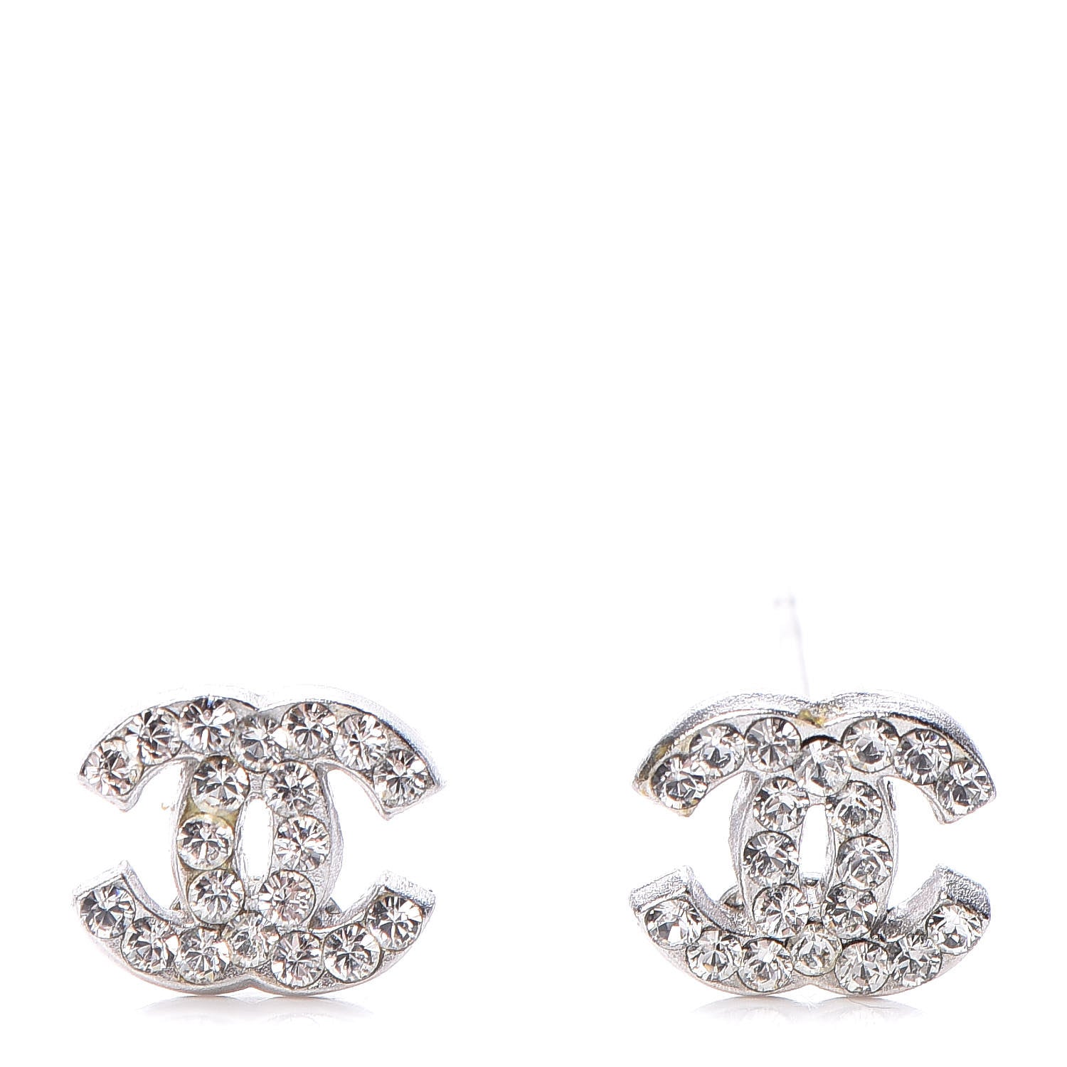 Chanel Crystal Mini Timeless CC Earrings Silver 1 of 4