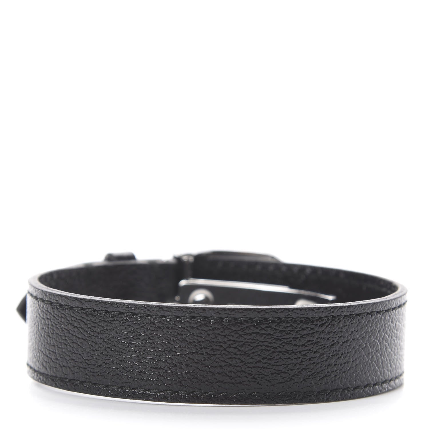 Gucci Stainless Steel 18K Yellow Gold Calfskin Interlocking G Bracelet Black 2 of 3