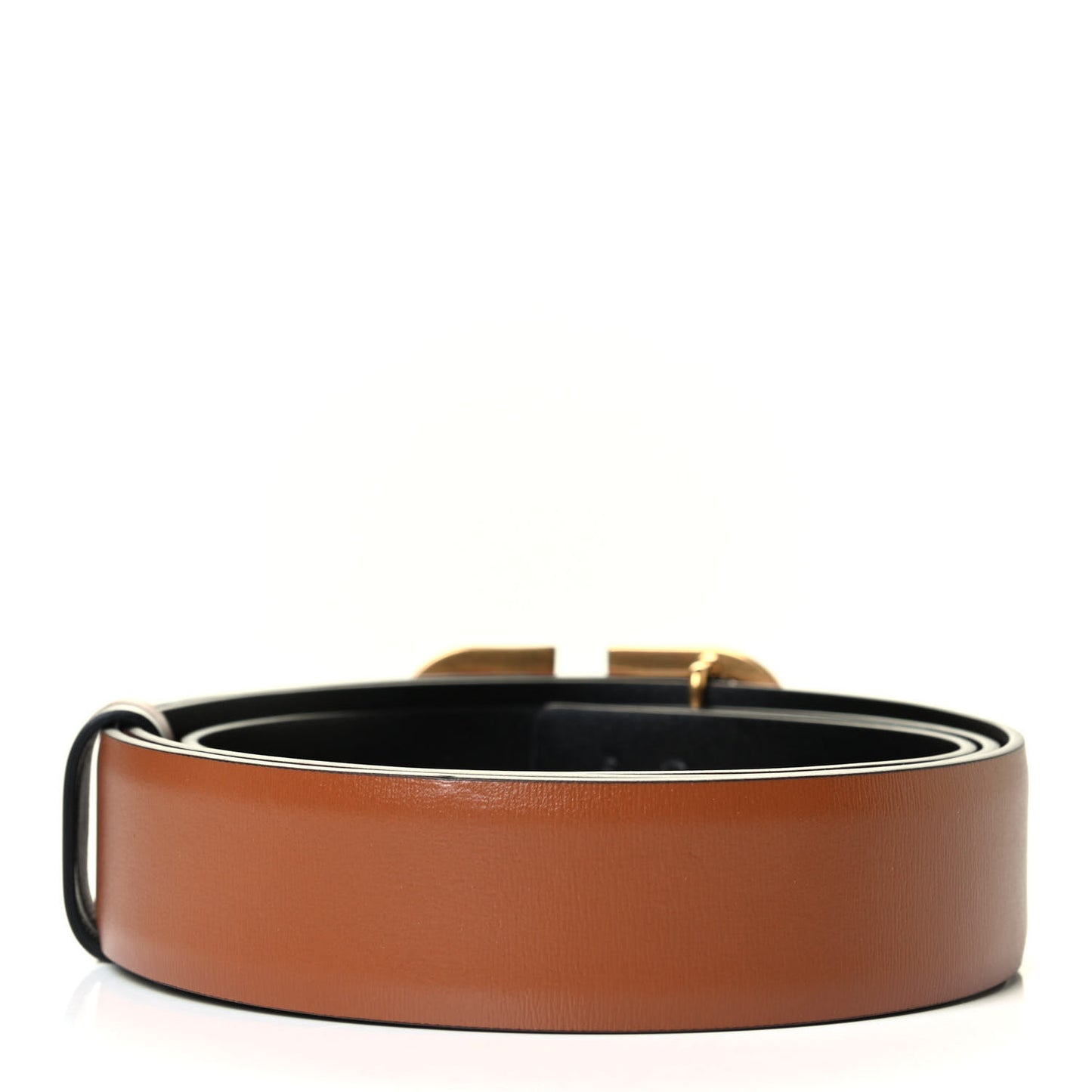 Glossy Calfskin VLogo Reversible 70mm Belt 95 38 Saddle Brown Black