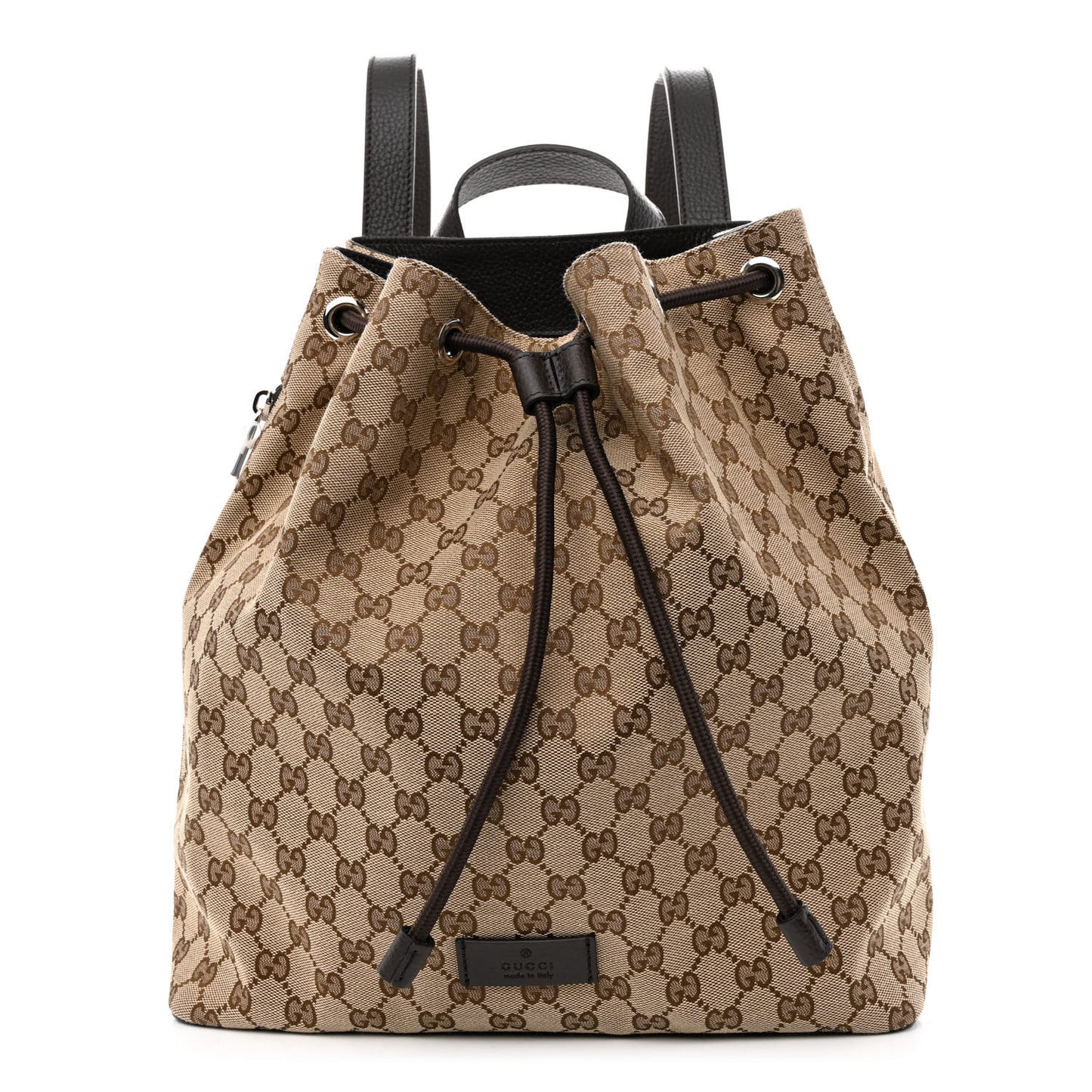 Monogram Dollar Calfskin O Drawstring Backpack Beige Ebony Testa di Moro Dark Chocolate