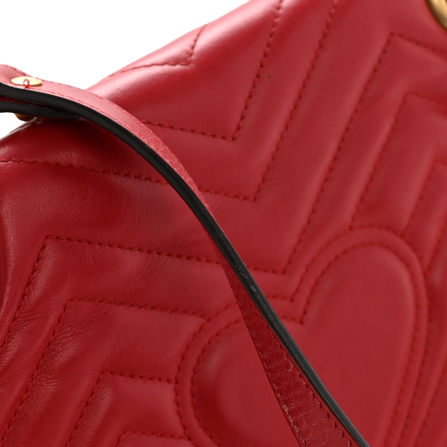 Gucci Calfskin Matelasse Small GG Marmont Shoulder Bag Hibiscus Red 13 of 15