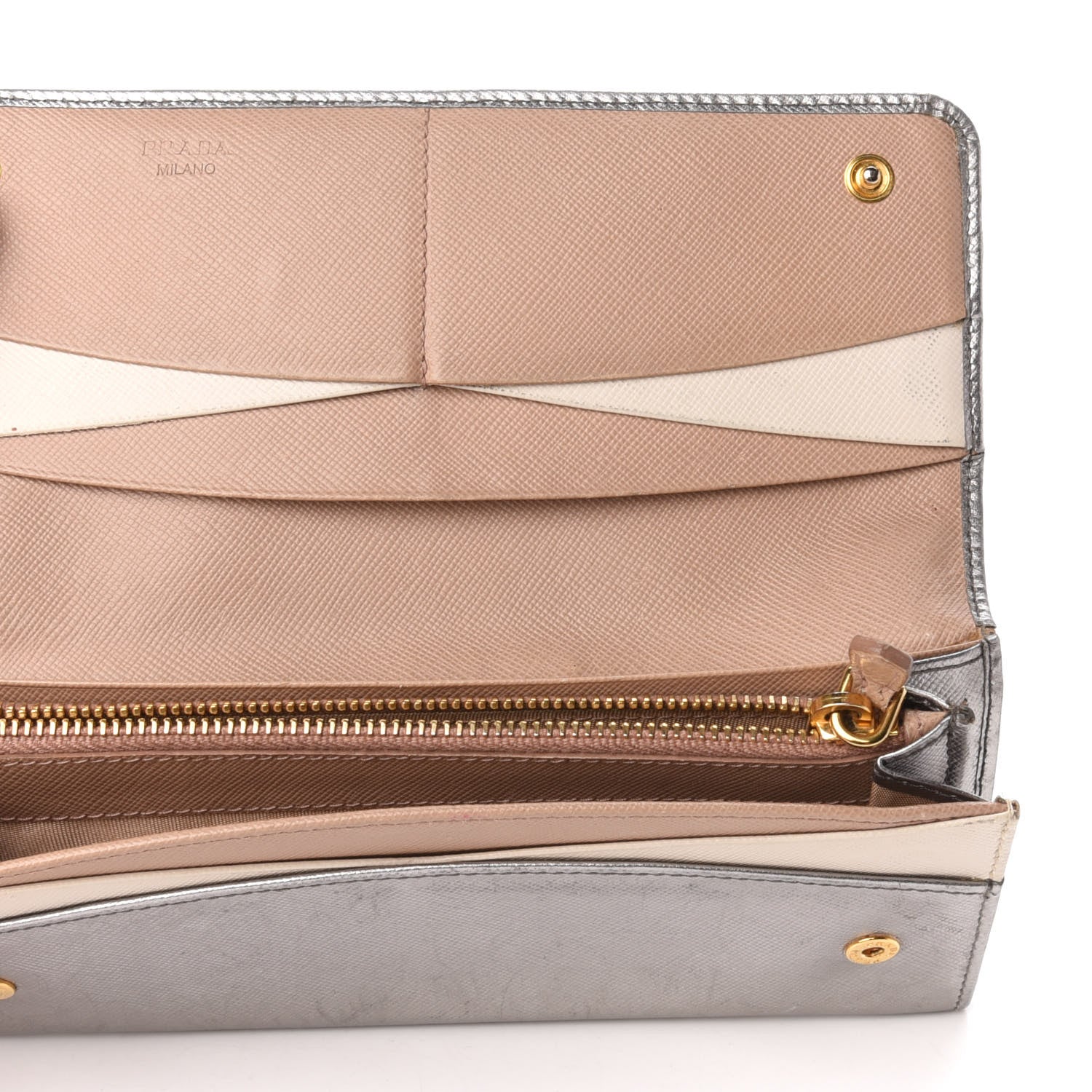 Prada Metallic Saffiano Colour Continental Flap Wallet Cromo 5 of 7