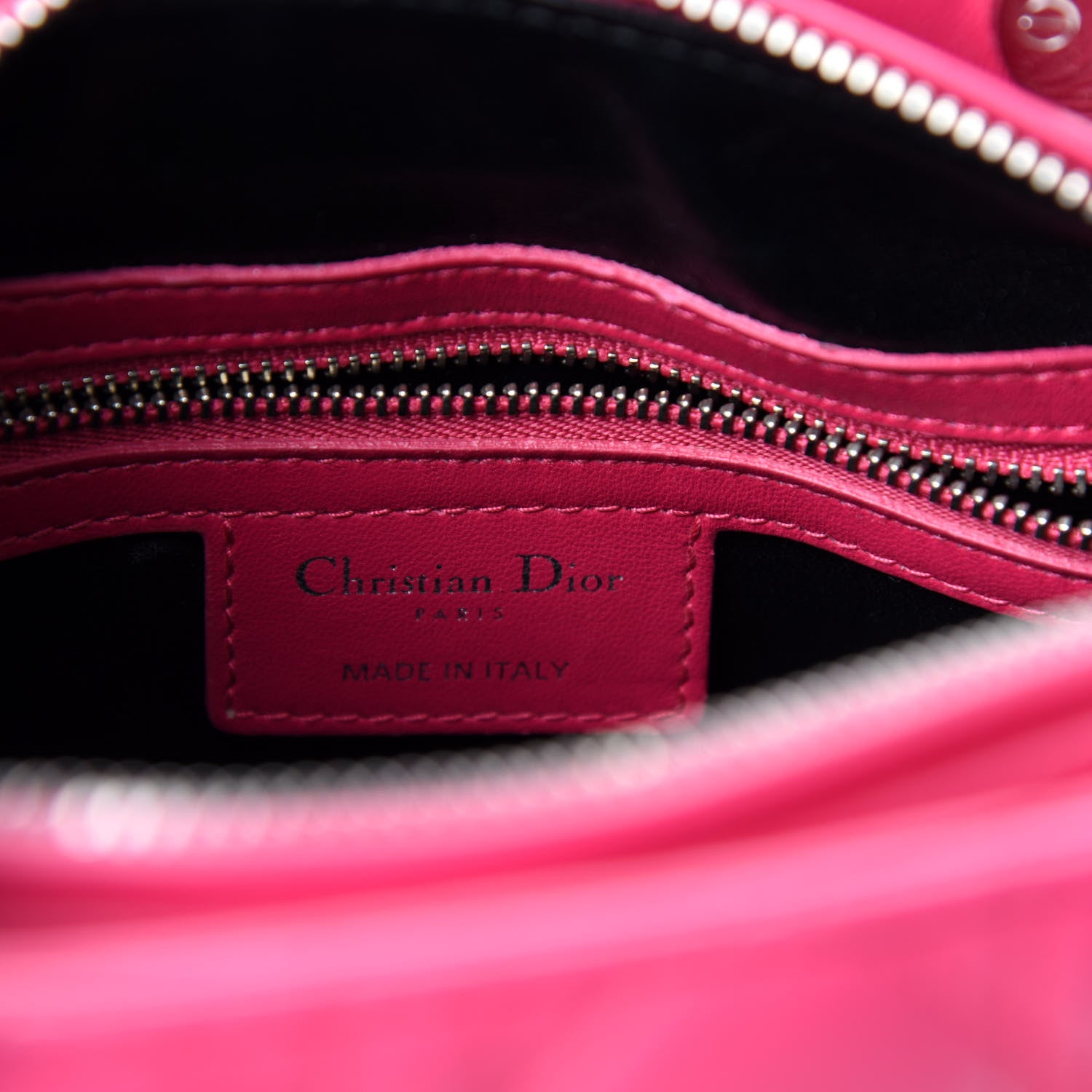 Christian Dior Lambskin Cannage Medium Tri-Color Lady Dior Fuchsia Anemone Black 9 of 11