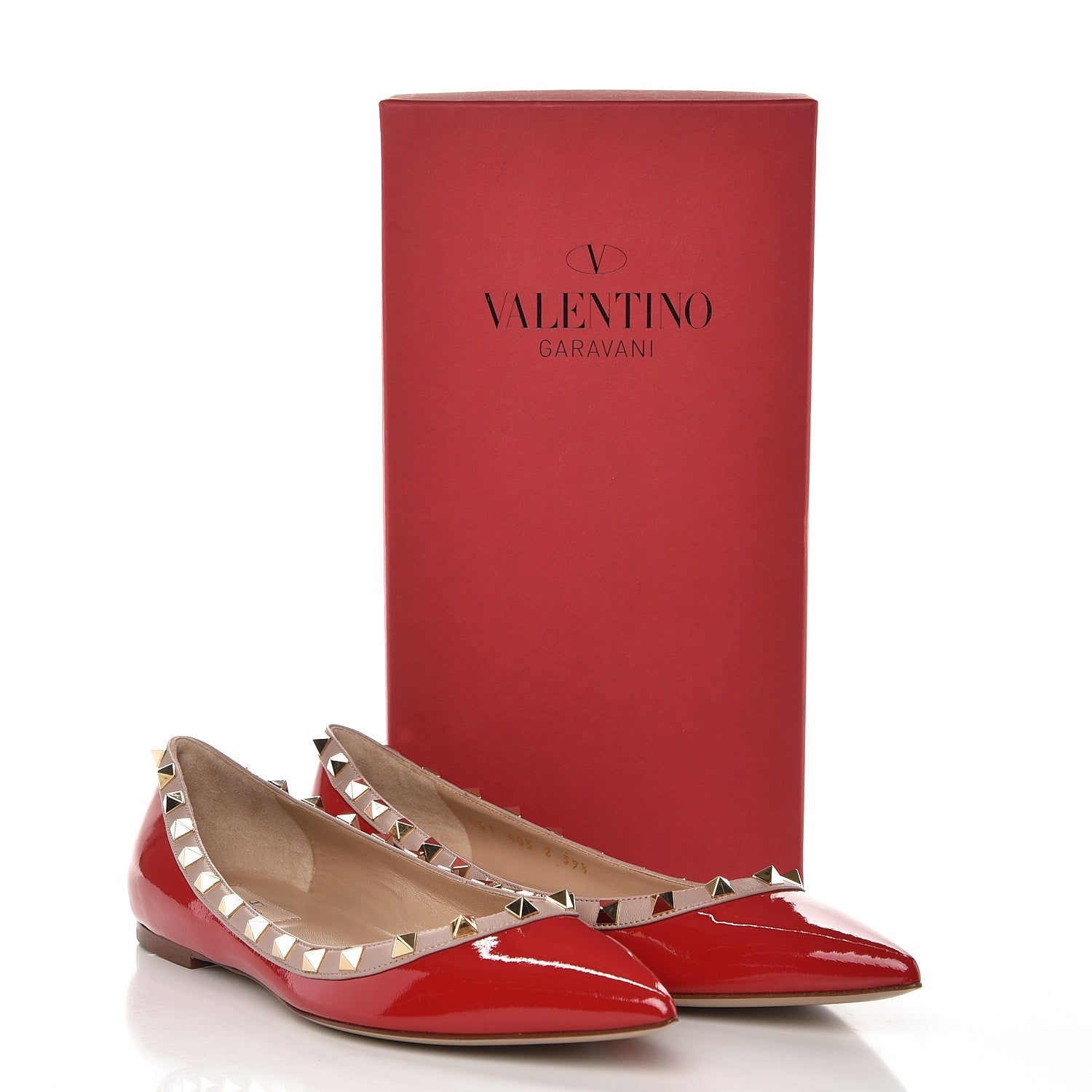 Valentino Garavani Patent Nappa Rockstud Ballerina Flats 39.5 Rosso Valentino Poudre 9 of 9