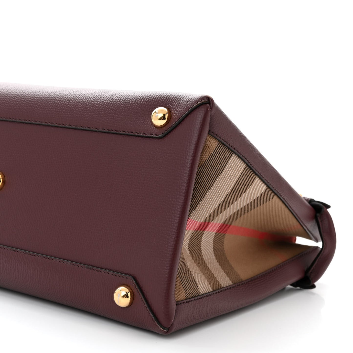 Derby Calfskin House Check Medium Banner Tote Mahogany Red