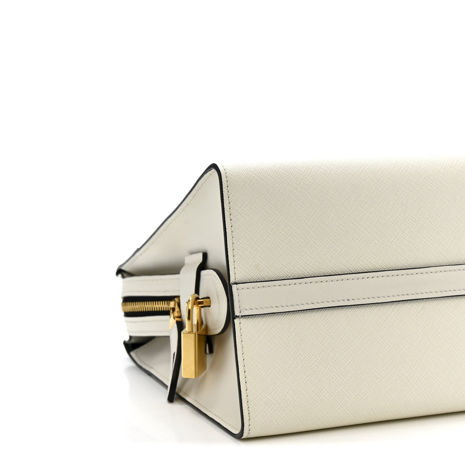 Prada Saffiano City Calfskin Medium Esplanade White Black 9 of 13