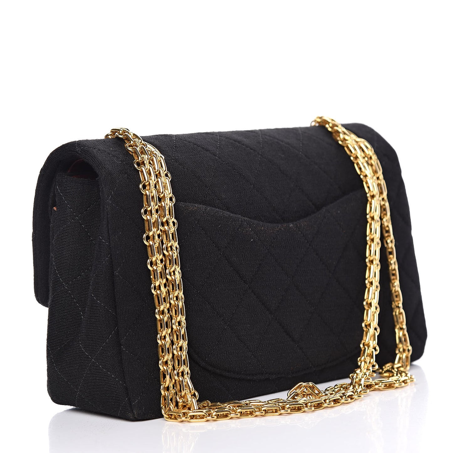 Jersey Quilted Small Double Flap Black