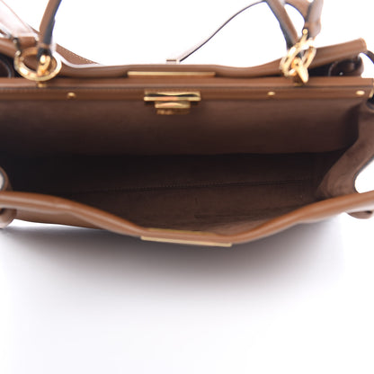 Fendi Calfskin Lace Up Large Peekaboo Iconic Satchel Cognac 6 of 11