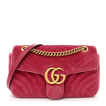 Gucci Velvet Matelasse Small GG Marmont Shoulder Bag Light Raspberry Rose 1 of 13