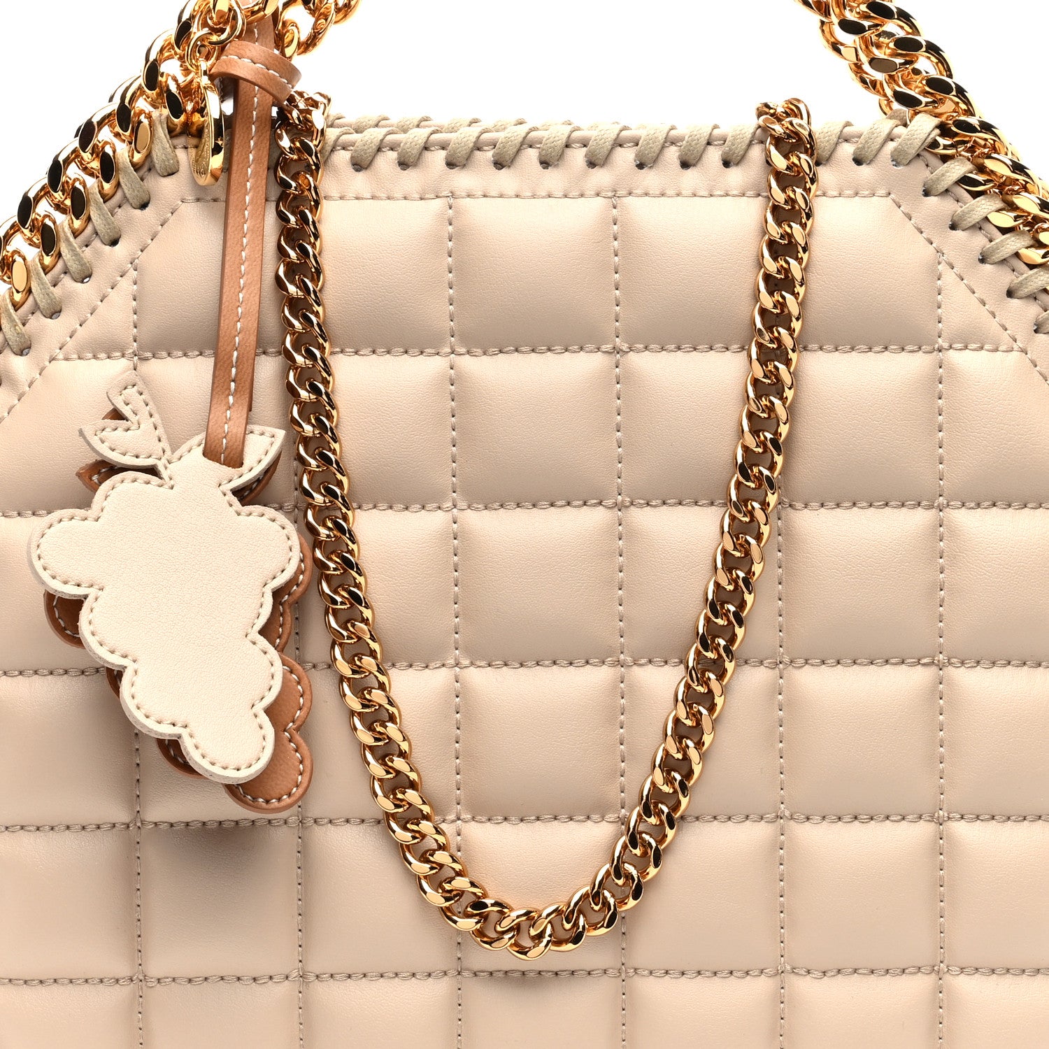 Stella McCartney Vegan Leather Quilted Mini Falabella Tote Semolina 7 of 9