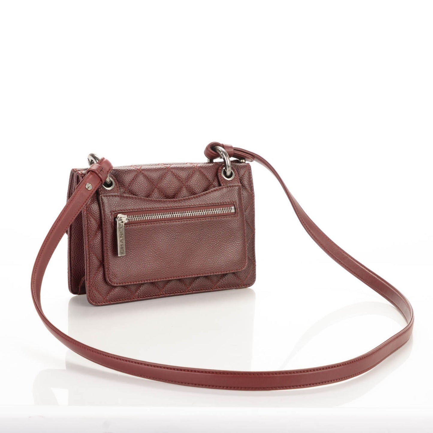 Caviar Quilted Small Retro Class Flap Burgundy