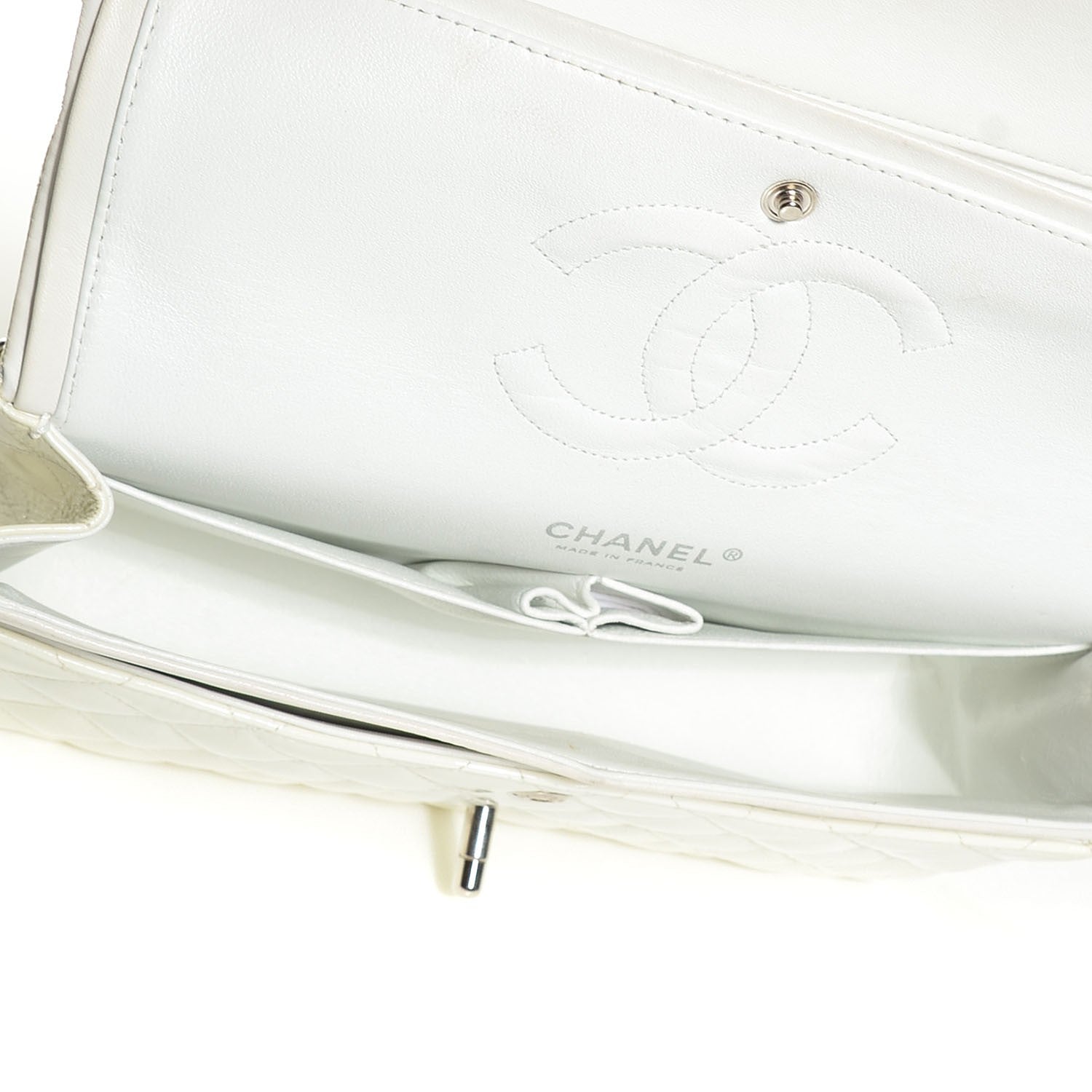 Chanel Patent Quilted Medium Double Flap White 5 of 8