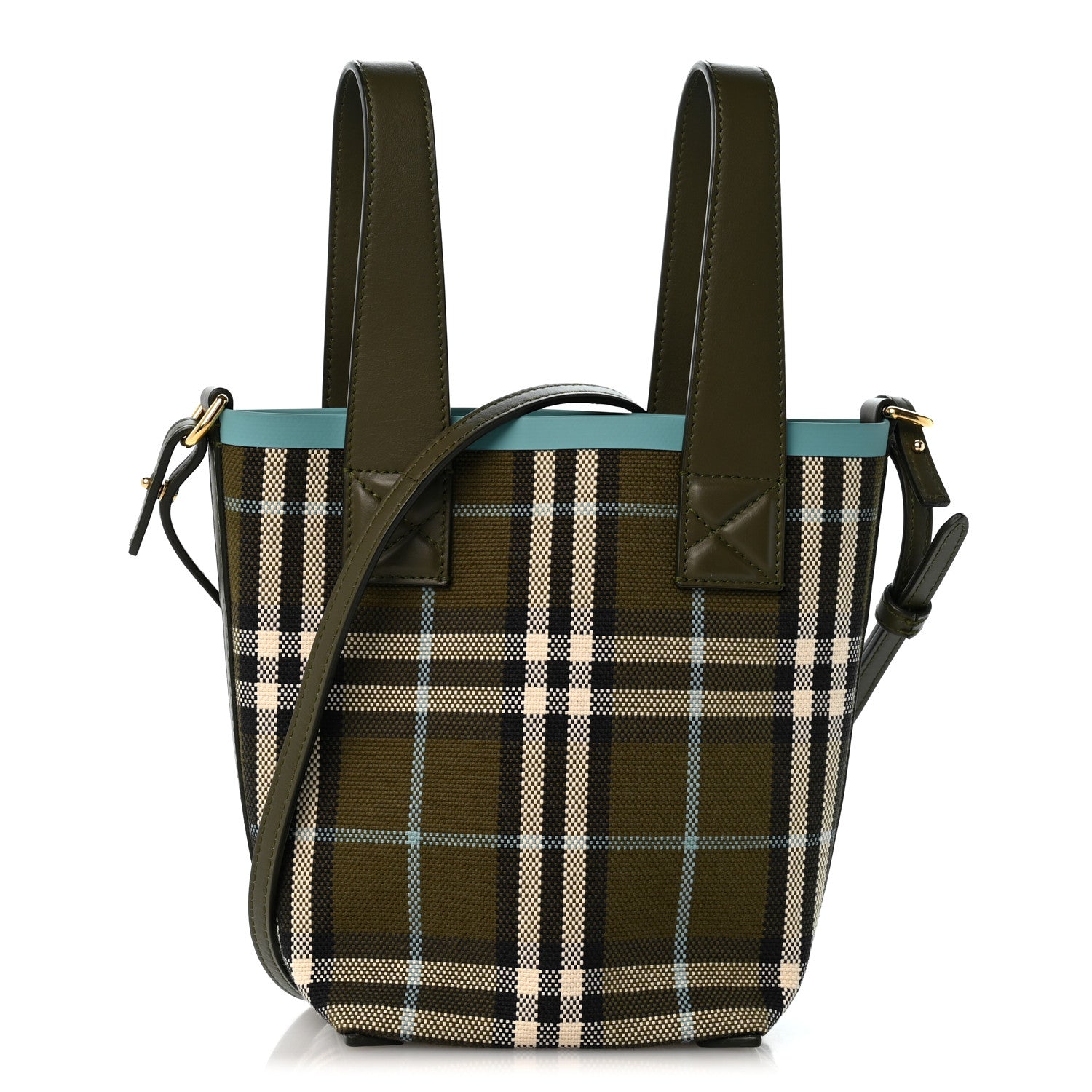 Burberry Cotton Check Mini London Tote Bag Olive Green 1 of 9