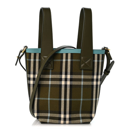 Burberry Cotton Check Mini London Tote Bag Olive Green 1 of 9