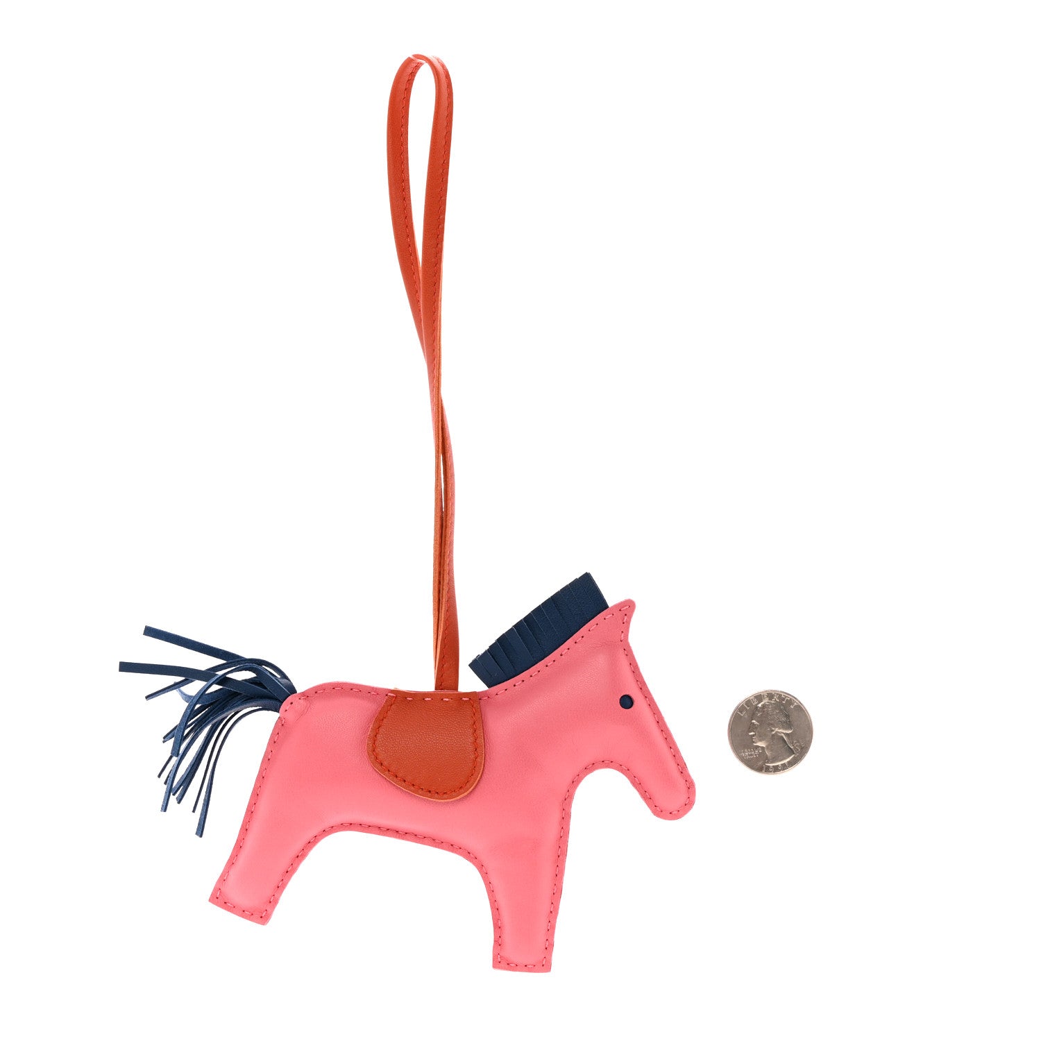 Hermes Milo Lambskin Grigri Rodeo Horse Bag Charm MM Rose Azalee Cornaline Bleu De Malte 2 of 4